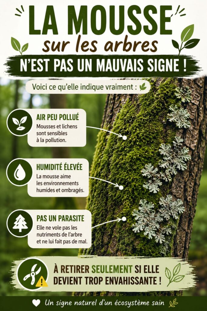 Infographie montrant que la mousse est bénéfique pour les arbres