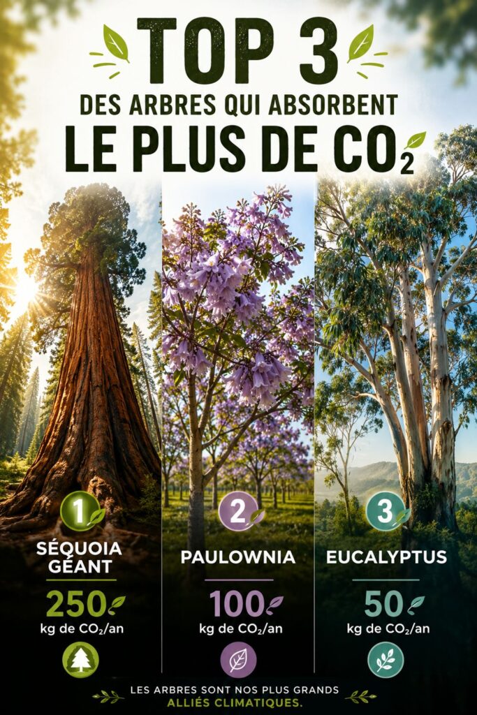 Infographie : les 3 arbres qui absorbent le plus de CO2